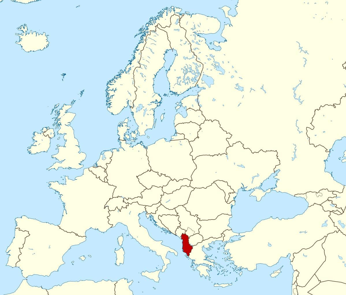mapa de Albania localización no mundo