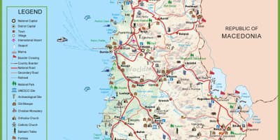 Mapa de Albania turística