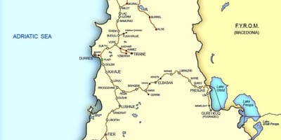 Mapa de Albania tren