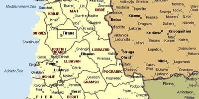 Mapa de Albanian costa